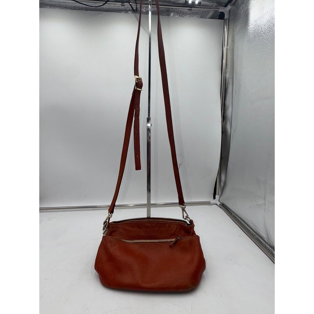 Divina Firenze Cognac Genuine Leather Crossbody Bag Made in Italy Gold Hardware